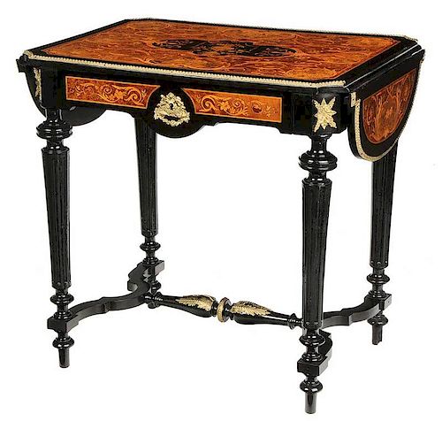A French Marquetry Brass Mounted Writing Table