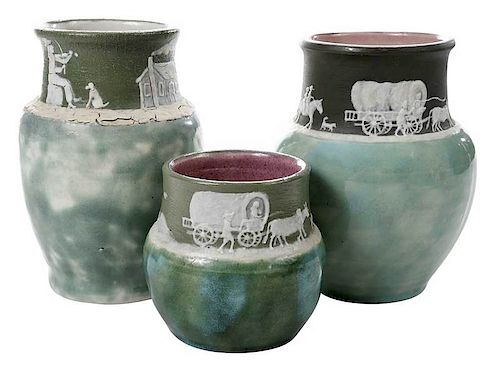 Three Pisgah Forest Cameo Vases