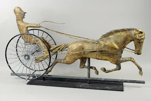 GIlded Copper Horse & Sulky Weathervane