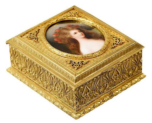 Gilt Bronze Wagner Porcelain Dresser Box