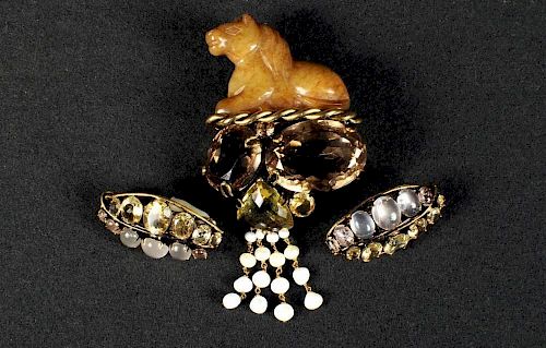 Iradji Moini Horse Pin & Earrings