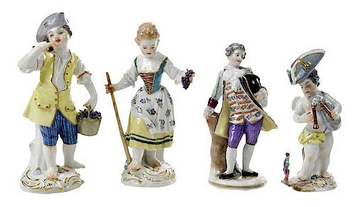 Four Small  Meissen Porcelain Figures 