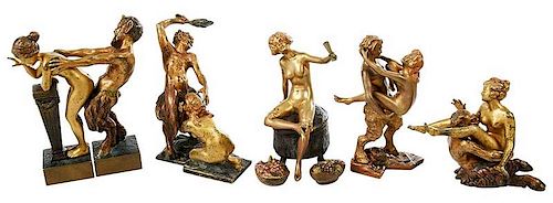 Nine Viennese Erotic Bronze Figures