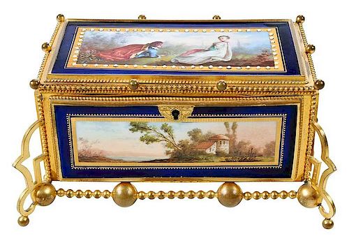 Gilt Bronze and Hand Painted Porcelain Box