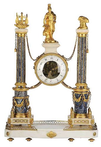  Louis XVI Style Ormolu and Marble Mantel Clock 