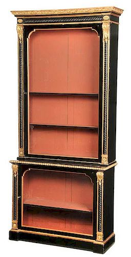  Louis Philippe Carved, Gilt and Ebonized Cabinet