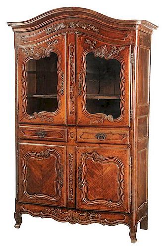 Provincial Louis XV Carved Walnut Cabinet