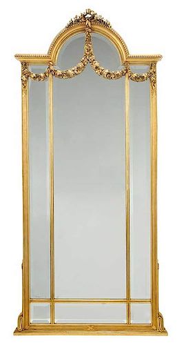 Louis XVI Style Swag Decorated Tryptic Mirror