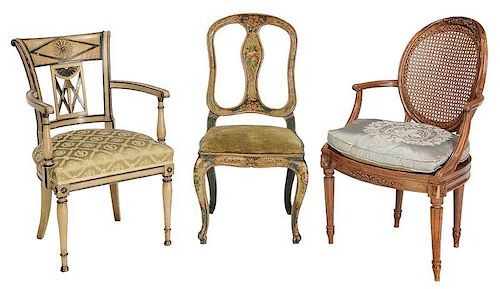 Three French and Italian Decorated Chairs