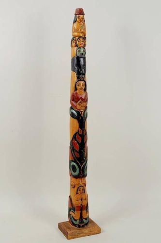 Northwest Coast Style Carved & Painted Totem