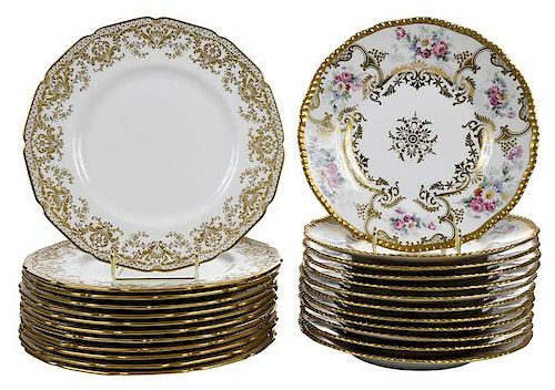 24 Hand Painted and Gilt Service Plates