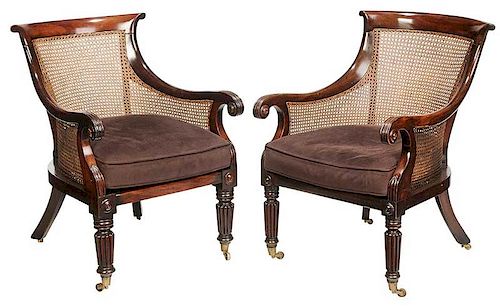 Pair Regency Mahogany Gondola Chairs