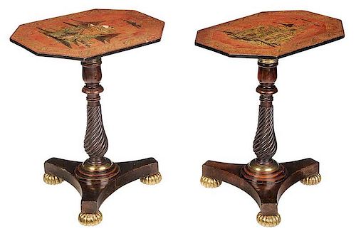 Fine Pair of Regency Lacquer Side Tables