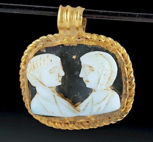 Roman Onyx Cameo / 18K Gold Pendant, ex-Christie's