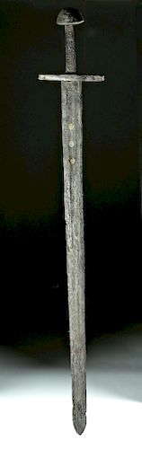 Important Viking Iron Sword w/ Inlaid Gold Designs