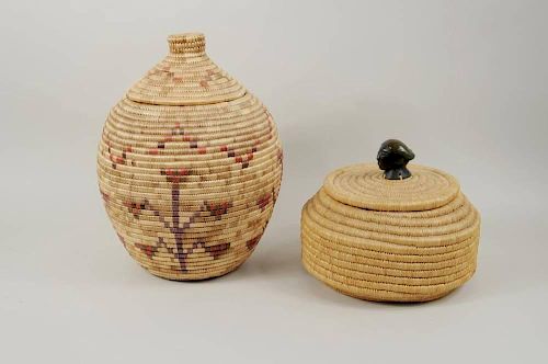 Two Inuit Grass Baskets