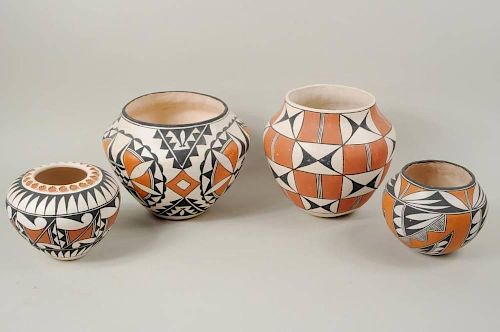 Four Vintage Acoma Pots