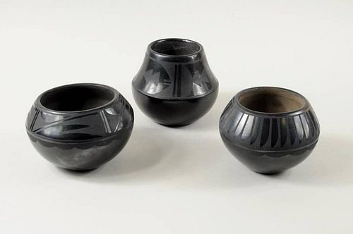Three Vintage Santa Clara Pots