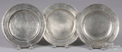 Three Philadelphia pewter plates