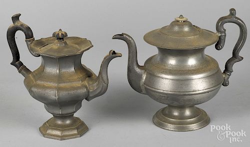 Two American pewter coffee pots