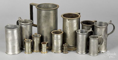 Group of straight-sided pewter measures