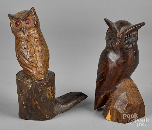 Two carved owls