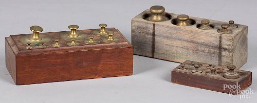 Collection of boxed brass scale weights