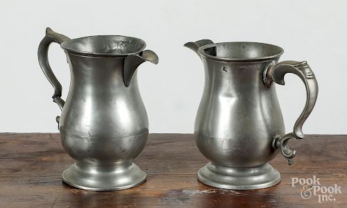 Two Scottish pewter pitchers