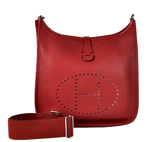 Hermes Rouge Red 'Evelyne PM' Leather Bag