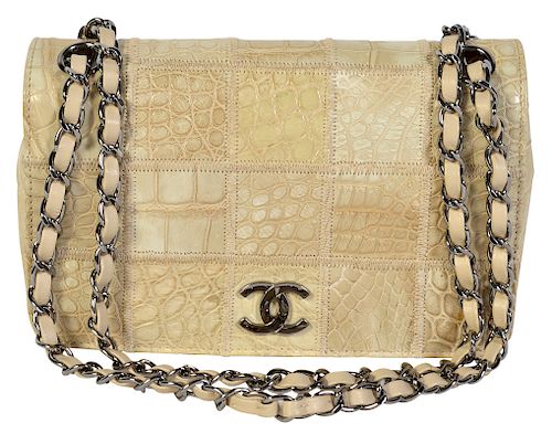 Crocodile Embossed Leather Patchwork CHANEL Bag
