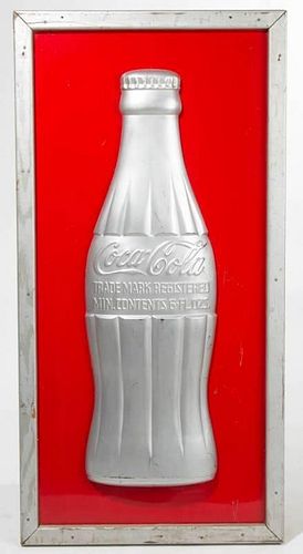 LARGE COCA-COLA WOOD AND EMBOSSED TIN ADVERTISING SIGN