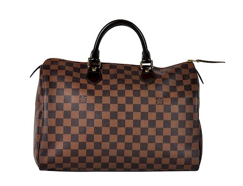 'Speedy 35' Louis Vuitton Damier Ebene Bag