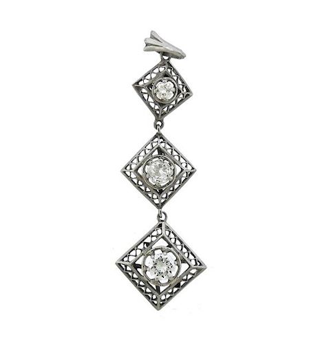 Art Deco Filigree Platinum Diamond Pendant