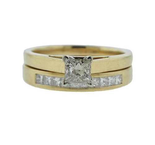 14K Gold Diamond Wedding Engagement Ring Set