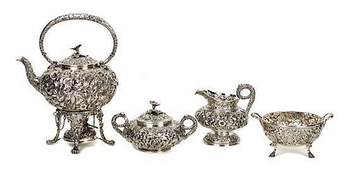 An American Silver Four-Piece Tea Set, S. Kirk & Son, Baltimore, MD, early 20th Century,
