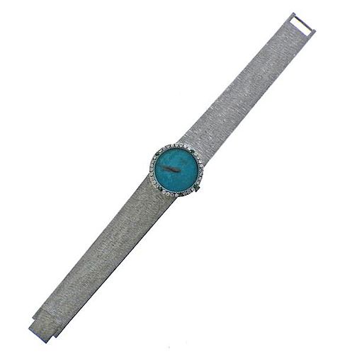 Piaget 18K Gold Diamond Turquoise Dial Watch 9706 A 6