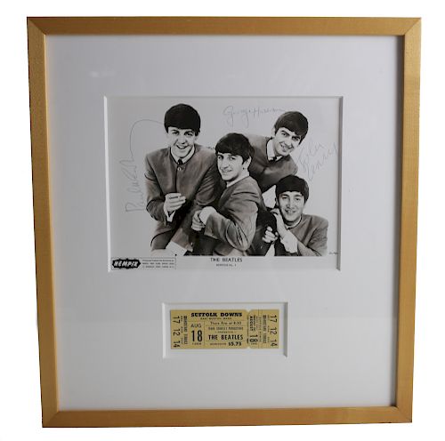Beatles Photo Signed & Ticket Stub