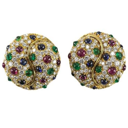 Picchiotti Diamond, Emerald, Sapphire & Ruby Earrings