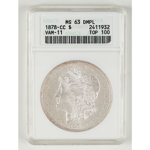 United States Morgan Silver Dollar 1878-CC. ANACS MS63 DMPL VAM-11 Top 100