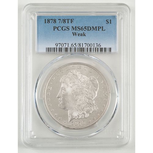 United States Morgan Silver Dollar 1878 7/8TF, PCGS MS65 DMPL