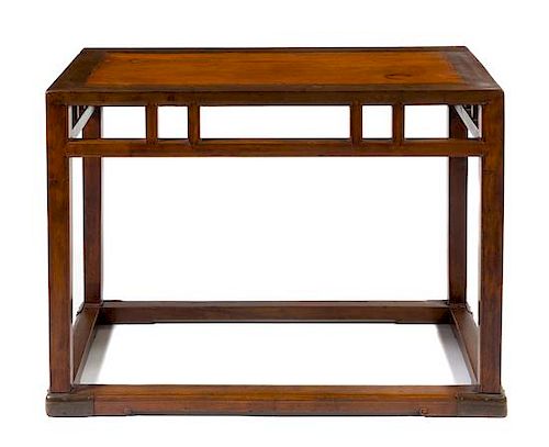 * A Chinese Mixed Hardwood Side Table, Zhuo Height 31 x wisth 42 x depth 23 inches.