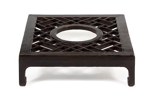 * A Chinese Black Lacquered Softwood Footrest, Jiaota Height 7 x width 25 x depth 27 1/4 inches.