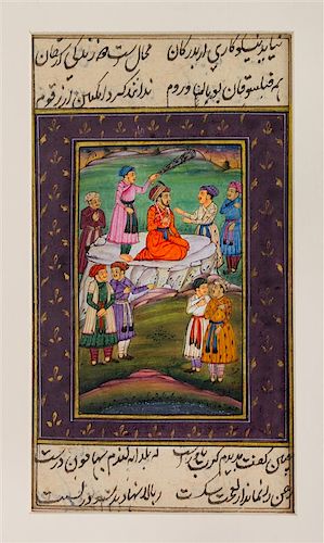 * An Indian Illustrated Manuscript Leaf 6 x 3 1/4 inches (image).