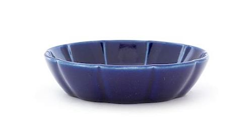 A Blue Glazed Porcelain Shallow Dish Diameter 5 3/4 inches.