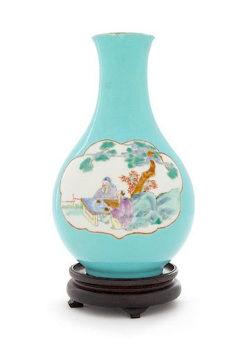 * A Famille Rose Porcelain Vase Height 7 1/2 inches.