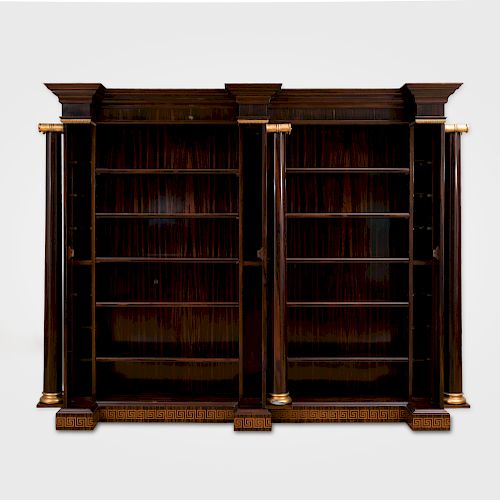 Neoclassical Style Macassar Ebony and Parcel-Gilt Bookcase, of Recent Manufacture