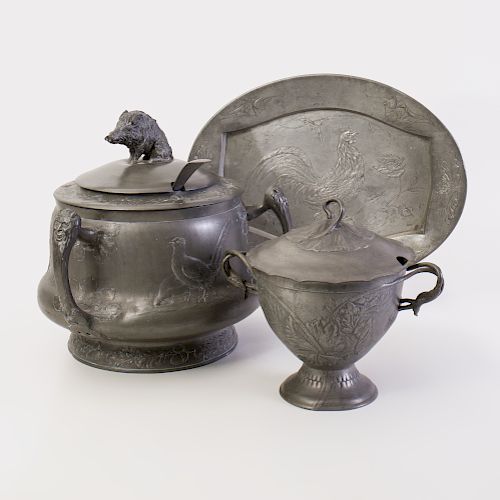 Group of Art Nouveau Pewter Table Wares