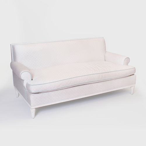 Tom Britt Modern White Painted and Upholstered Sofa, After a Model by Elsie de Wolfe