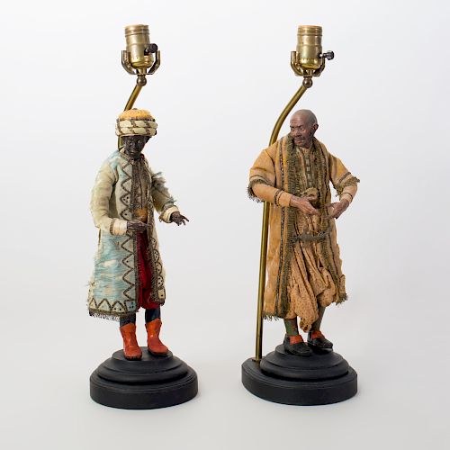 Pair of Crèche Figures Mounted as Lamps