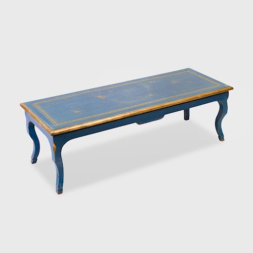 Rococo Style Blue Painted and Parcel-Gilt Low Table